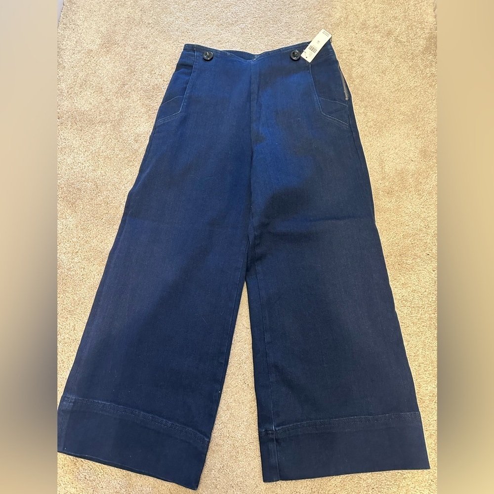 Maeve Navy Wide-Leg Flare Jeans